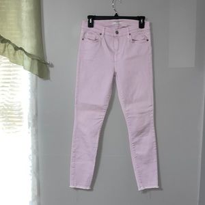 Rare, Like New! For All Mankind- Baby Pink Skinny Jeans with Distress hem